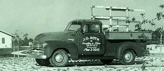 A Joe Roth Glass work truck in the 1950's